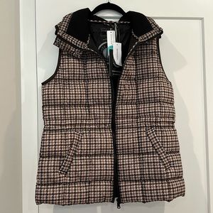 NWT Bernardo Brown Houndstooth Puffer Vest - size L